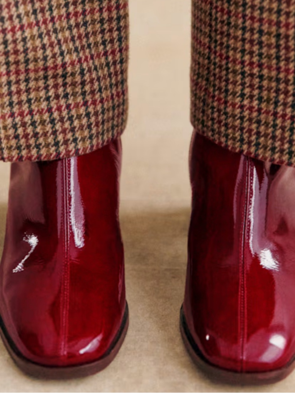 Sezane Burgundy Patent Ankle Boots - Picture 3 of 8